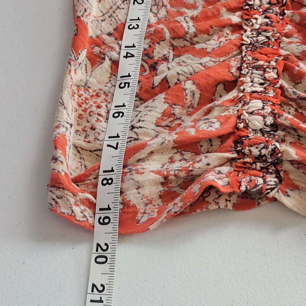 Free‎ People Say The Word Floral Print V-Neck Long Blouson Sleeve Ruched Top XS - Picture 10 of 11